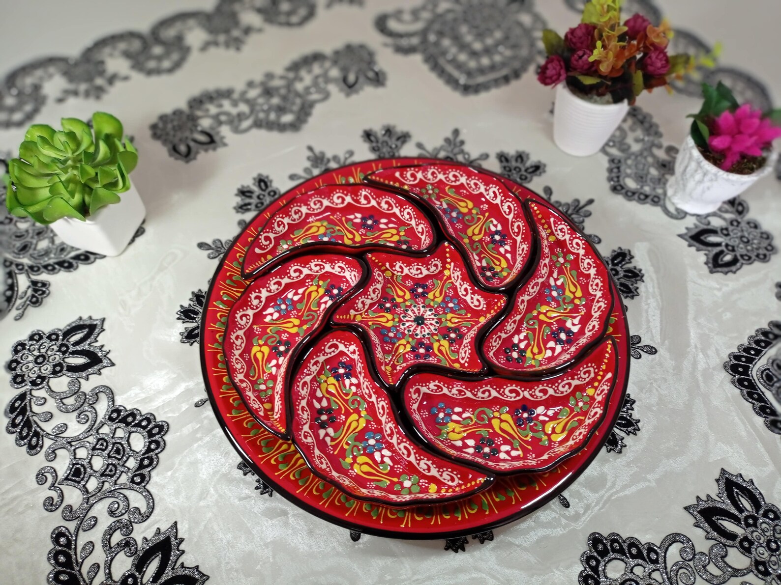 8x Ceramic Plates Tray Set Dipping Appetizer Tapas Snack Etsy