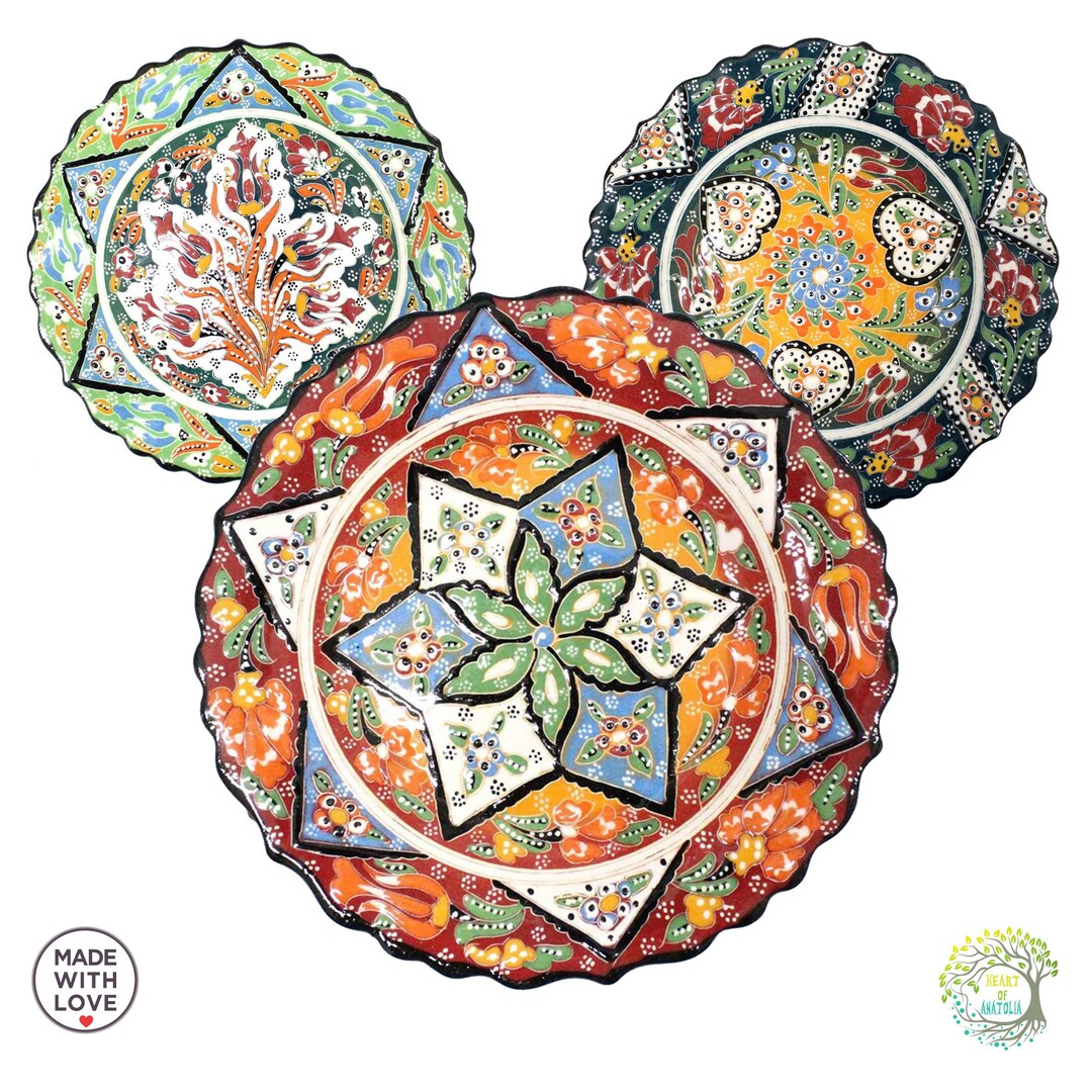 Decorative Ceramic Wall Plates 12 Turkish Handpainted - Etsy