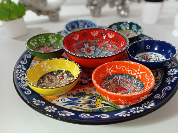 8 x ciotole vassoio piatto set/ceramica fatta a mano chip & salsa di salsa  di tapas spuntino aperitivo set da portata/ceramica decorativa regalo lei -   Italia