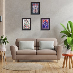 3 Pieces Handmade Tile Wall Hanging | Ceramic Wall Tile Kitchen Enterway Home Decor Wall Art Tile | Turkish Moroccan Tile