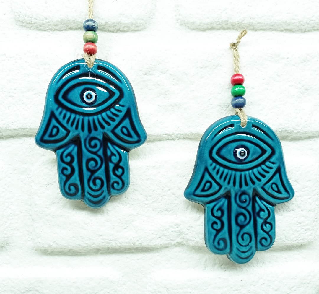 Ceramic Hamsa Protection Evil Eye Ornament Amulet Talisman - Etsy