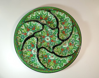 Servizio da portata in ceramica turca fatto a mano / Piatto da antipasto verde - 8 pezzi