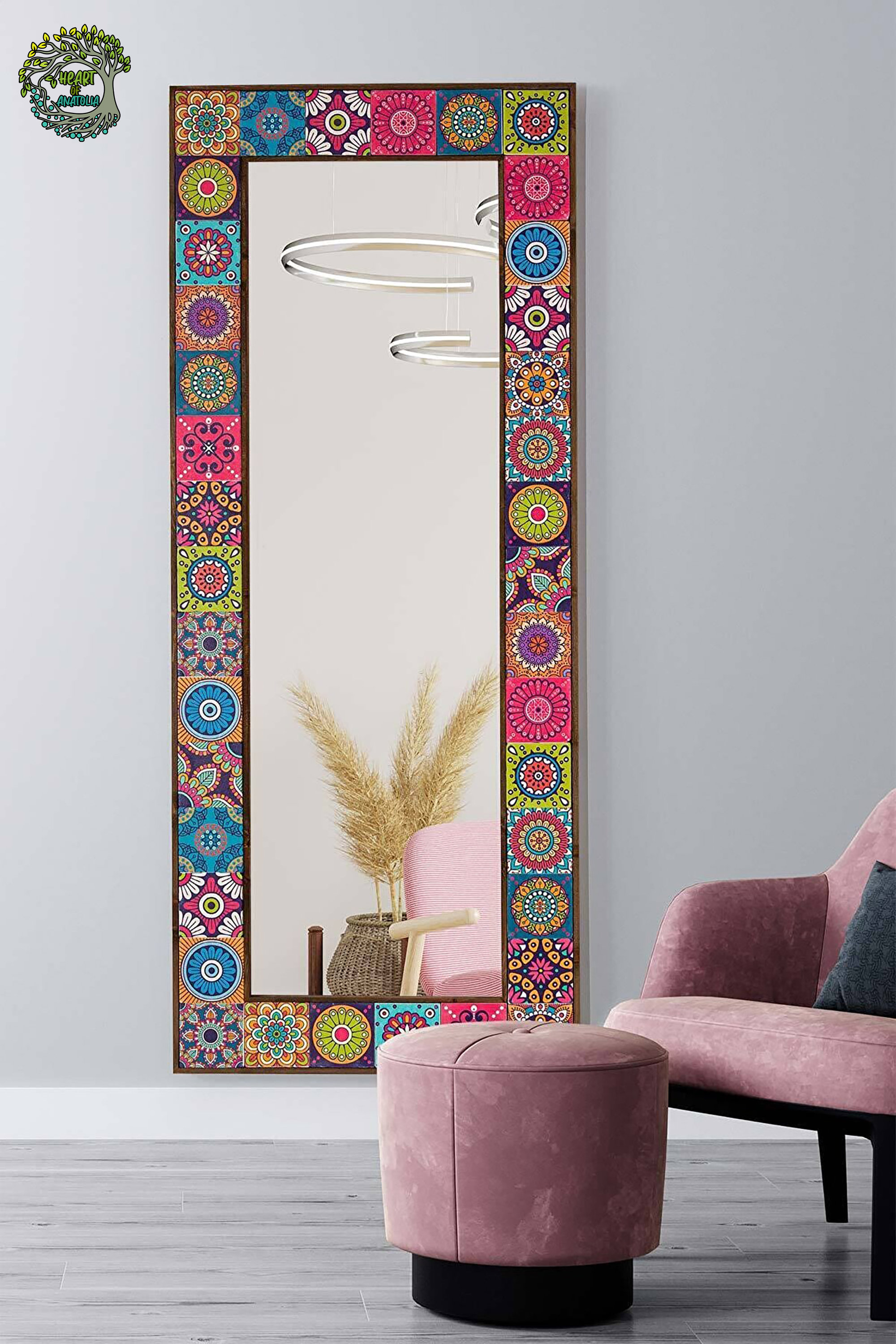 Floor Mirror Full Lenght Wall Decor Wood Mirror Art Boho - Etsy