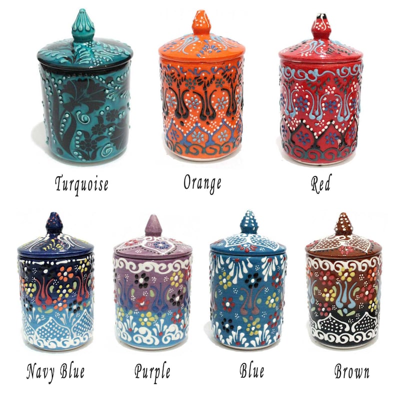 Set of 3 Ceramic Spice Jars Set With Lid Customize Decorative Etsy UK