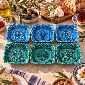 Handmade Small Tapas Plate | Turkish Ceramic Dish Pottery - 4" 10 cm Serving Dish
