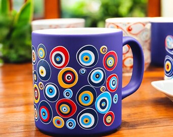 ⌘ Porte-Bonheur ⌘さま Turkish Evil Eye Mug | Handpainted Spiritual Coffee Cup