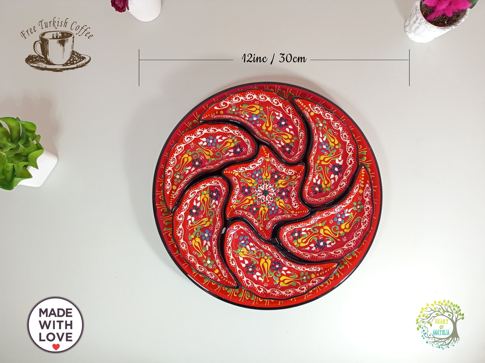 8x Ceramic Plates Tray Set Dipping Appetizer Tapas Snack Etsy