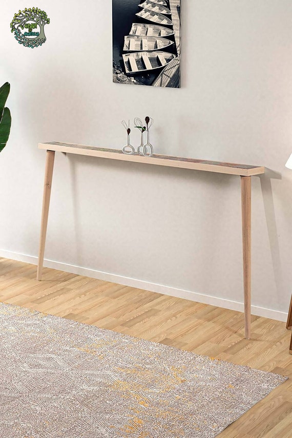 Bar End Table Handmade Wood & Stone Side Table Unique Etsy