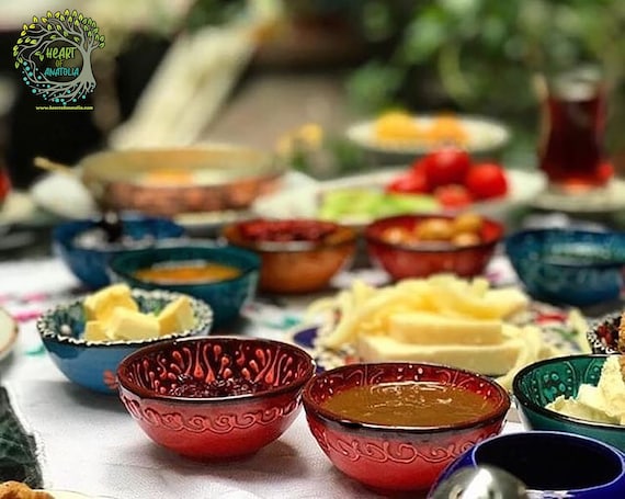 6x Small Ceramic Bowls Prep Tapas Sauce Snack Meze Serving Pottery Dishes  Bowls Hand Painted Ceramic Art Christmas New Home Visit Gift 