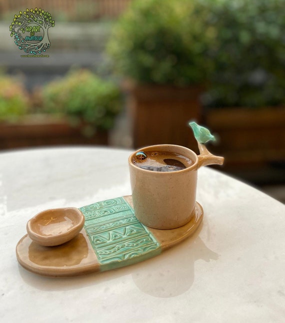 Juego de tazas de café Espresso de pájaro hecho a mano, juego de tazas para  servir de café turco, griego, árabe, armenio, regalo único para amantes del  café pintado a mano 
