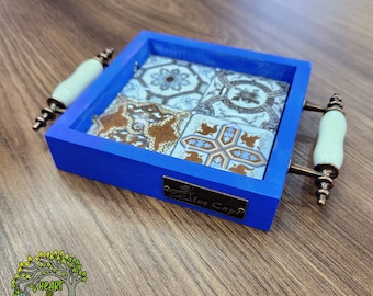 Handmade Ceramic Tile Tray with Handles | Ottoman Serving Platter