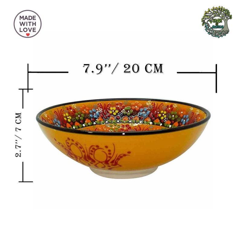 8 Large Ceramic Bowls Pasta Salad Soup Fruit Spaghetti Cookie Serving Bowls Handmade Decorative Ceramic Turkish Pottery Gift 20 cm image 10