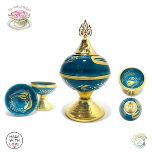 Boîte turque faite main en cuivre et en céramique, boîte à sucre décorative pour bijoux avec couvercle, cadeau pour pendaison de crémaillère