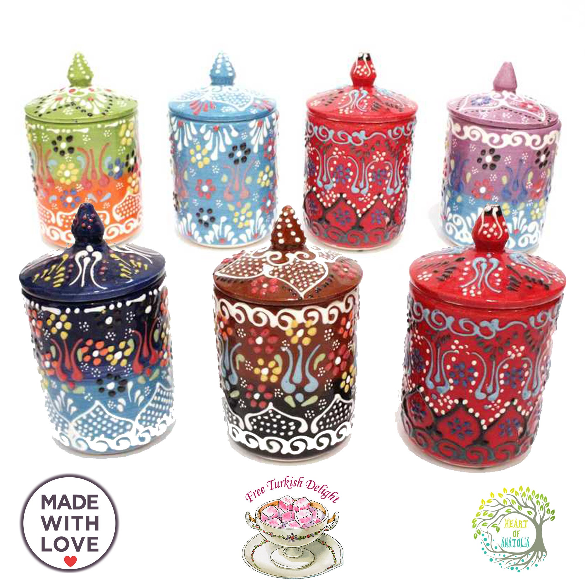 Set of 3 Ceramic Spice Jars Set With Lid Customize Decorative Etsy UK