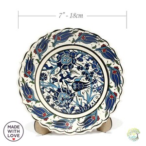 Handpainted Turkish Ceramic Plate | Decorative Wall Art, 7" Dish Land of Tulips
