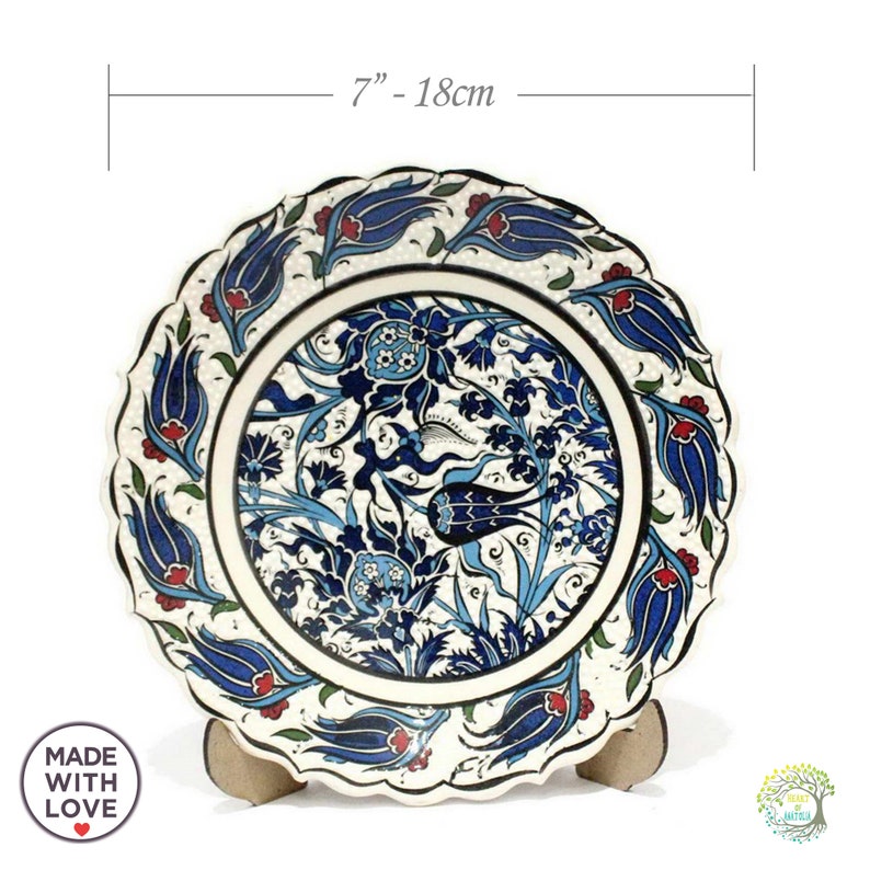 Handpainted Turkish Ceramic Plate | Decorative Wall Art, 7" Dish Land of Tulips