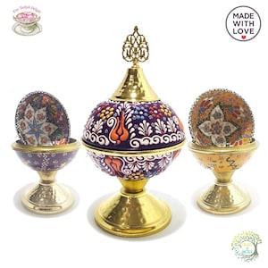 Sucrier fait main en céramique avec couvercle, boîte à bijoux vintage turque pour la décoration intérieure | Cadeau de Noël pour pendaison de crémaillère