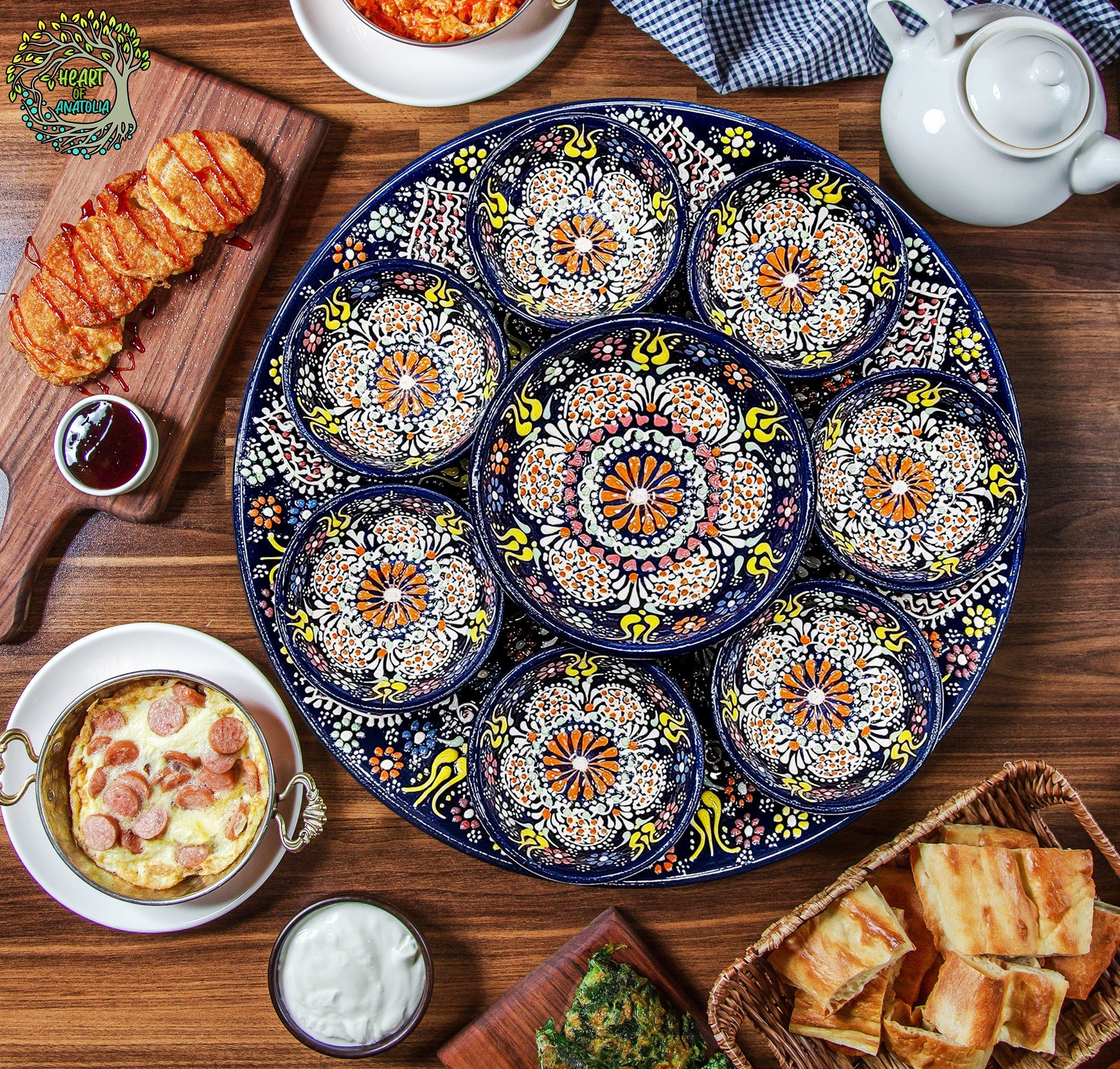 Unique Serving Platter 9 Pieces | Ceramic Dinnerware Set