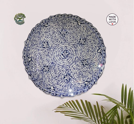 Piatto Decorativo Turco In Ceramica Dipinto A Mano 25 Cm - Motivo Floreale - Con Supporto Per Parete - Regalo Ideale Per Matrimoni E Casa - 2