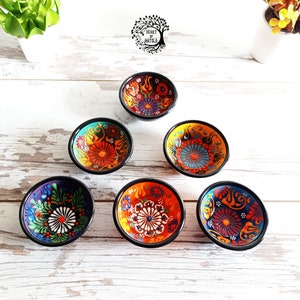 7x Kreative Minimal Traditionelle Türkische Keramik Blau Schüsseln Set, Appetizer Everyday Boho Handmade Thrown Home Decor Keramik Geschenk für sie, Mama Bild 6