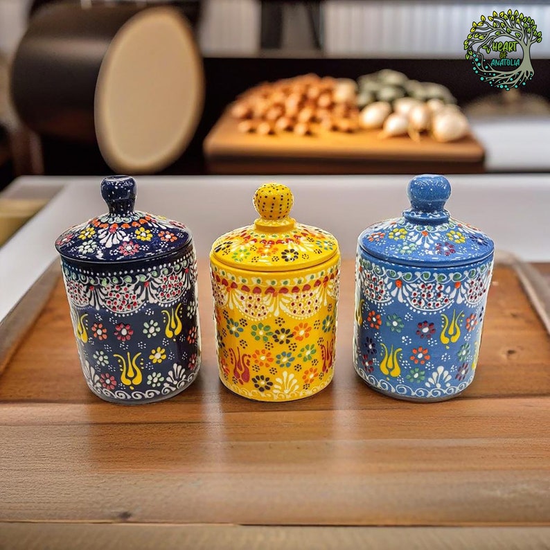 Ceramic Spice Jars Set with Lid - Thumbnail 2