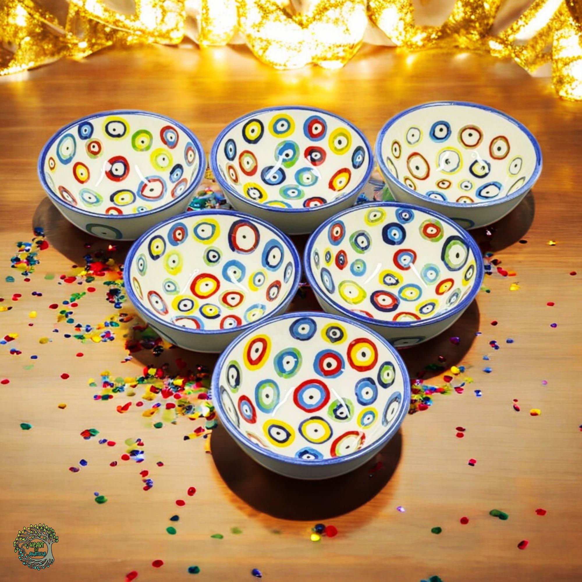 邪眼ボウルセット：手作りトルコ陶器ディッピングボウル - Etsy 日本