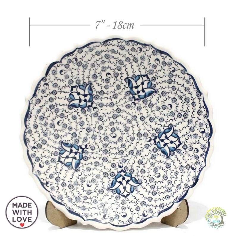 Handpainted Turkish Ceramic Plate | Decorative Wall Art, 7" Dish Seraglio