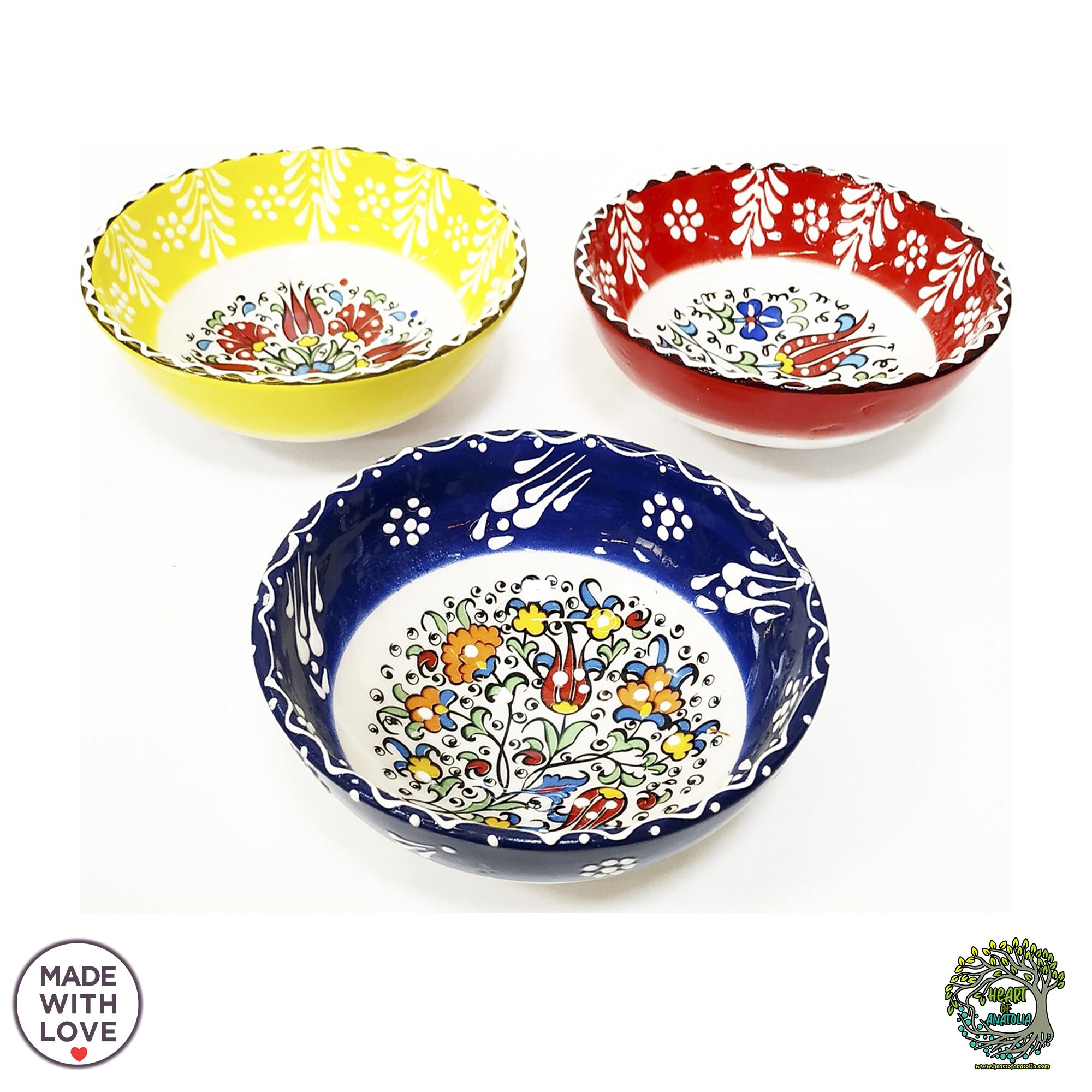 手作りトルコ陶器ボウルセット｜カラフルな入れ子式ボウル - Etsy 日本