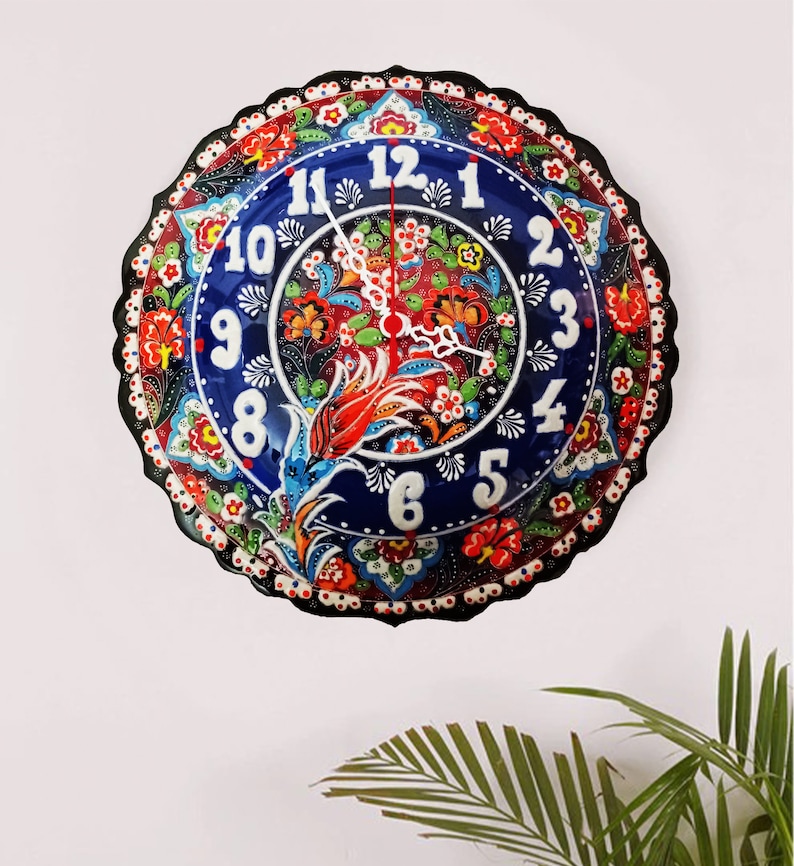 12 Large Wall Clock Unique Ceramic Handmade Decorative Etsy