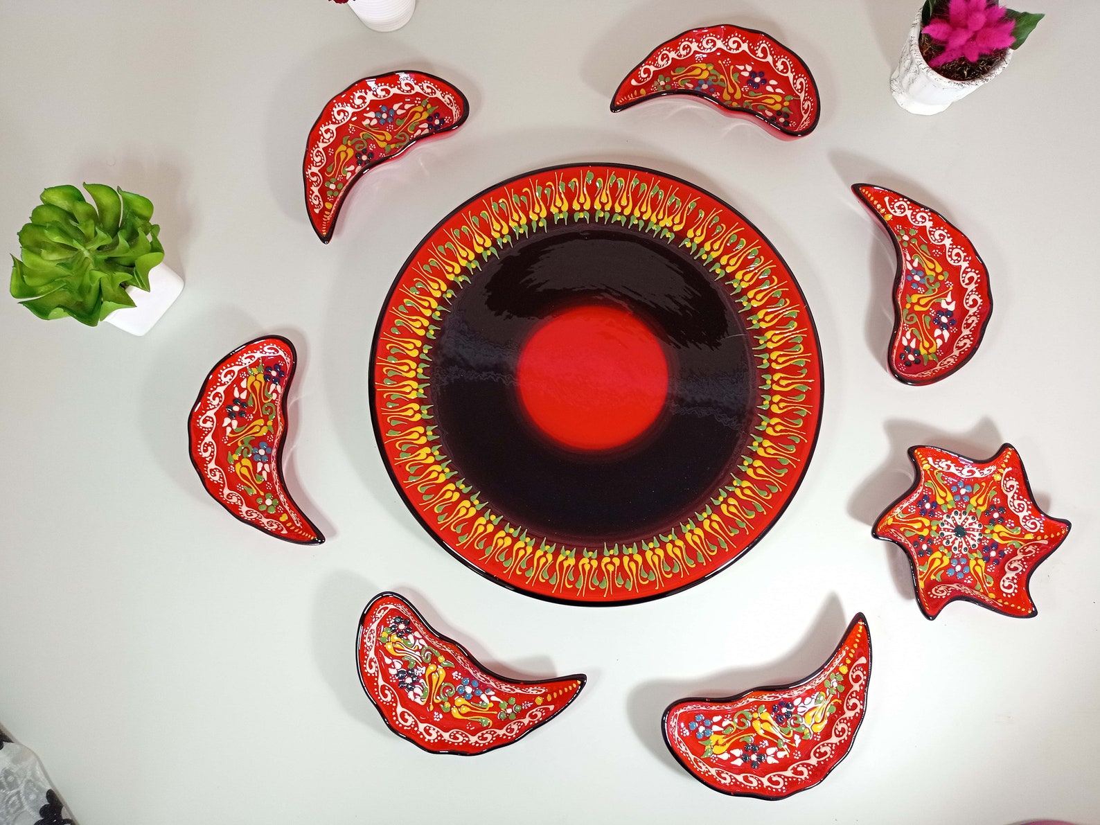 8x Ceramic Plates Tray Set Dipping Appetizer Tapas Snack Etsy