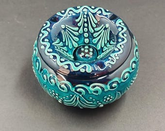 蓋付き手作りセラミック灰皿｜トルコのヴィンテージ陶器デザイン