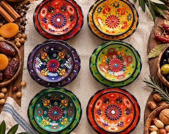 Turkish Ceramic Plates Bowls Set of 12 Plates | Handmade Small Appetizer Tableware