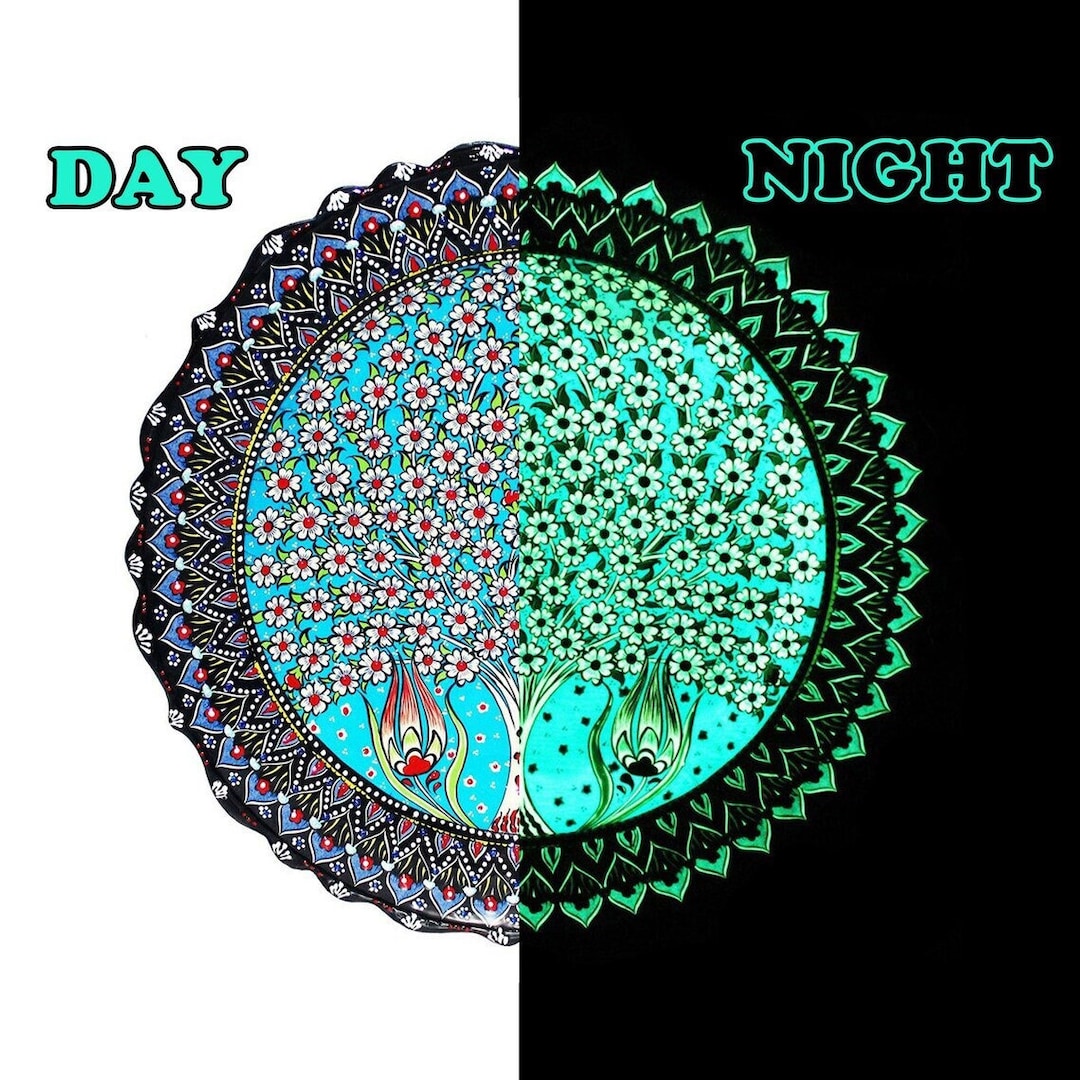 Wall Hanging Plate Tree of Life Ceramic , Glow in the Dark Blessing Plate Blessingunique Turkish