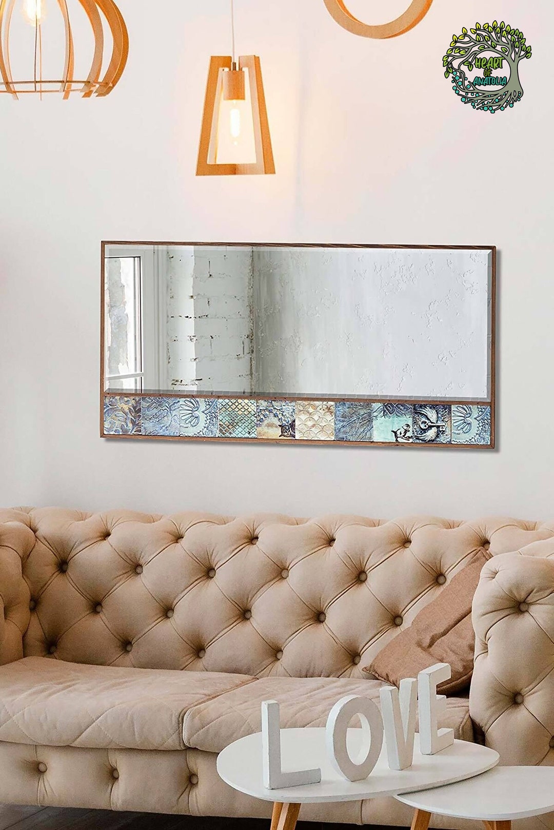 Wall Decor Mirror | Large Full Lenght Mirror | Bathroom Floor Wood Mirror | Decorative Boho ...