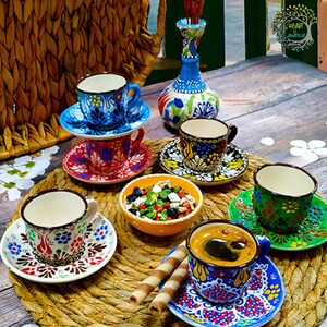 Handmade Turkish Coffee Cup Set | Decorative Ceramic Espresso Mugs - Etsy