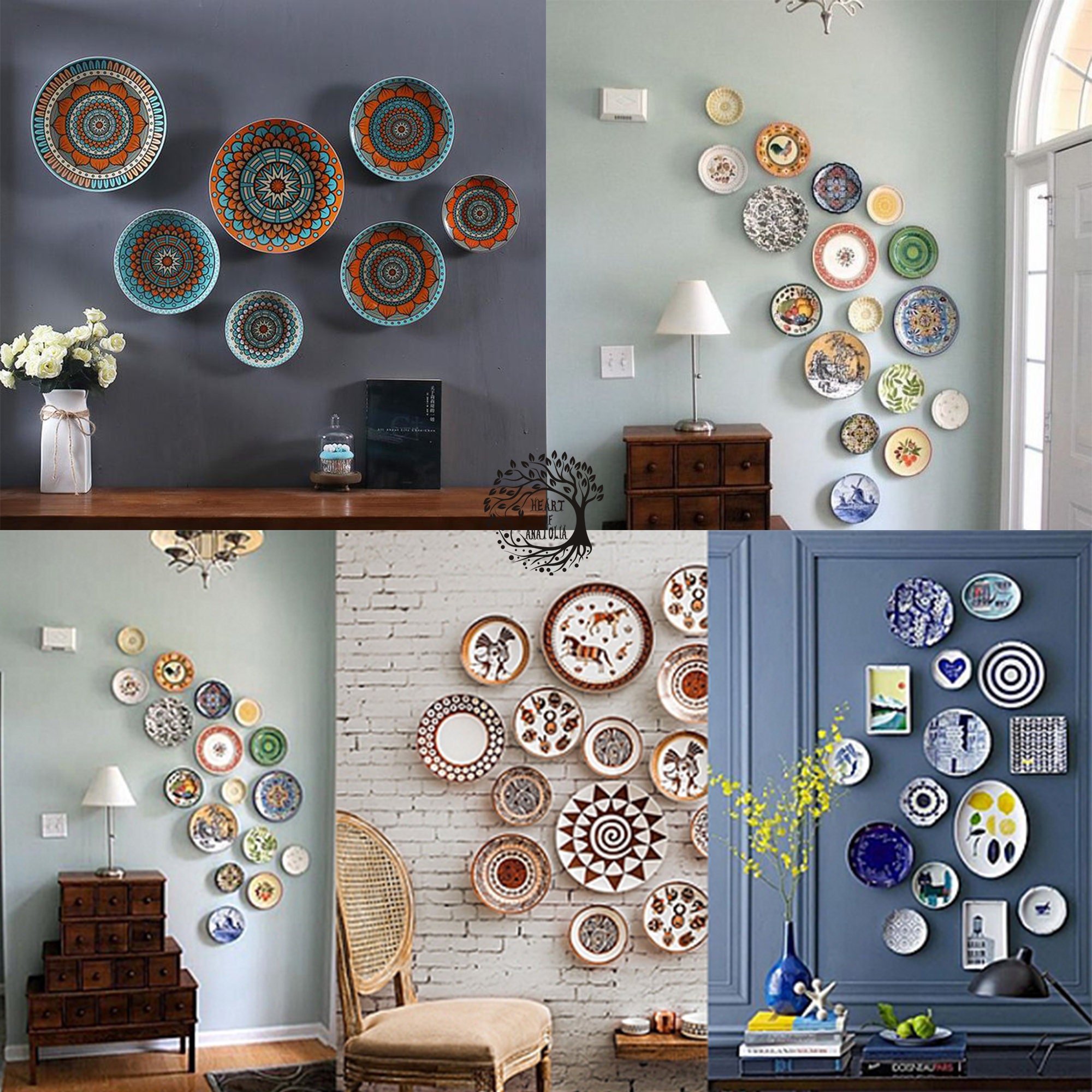 15.7'' Handmade Ceramic Wall Entryway Plate Turkish Boho 15.7'' Handmade Ceramic Wall Entryway Plate Turkish Boho