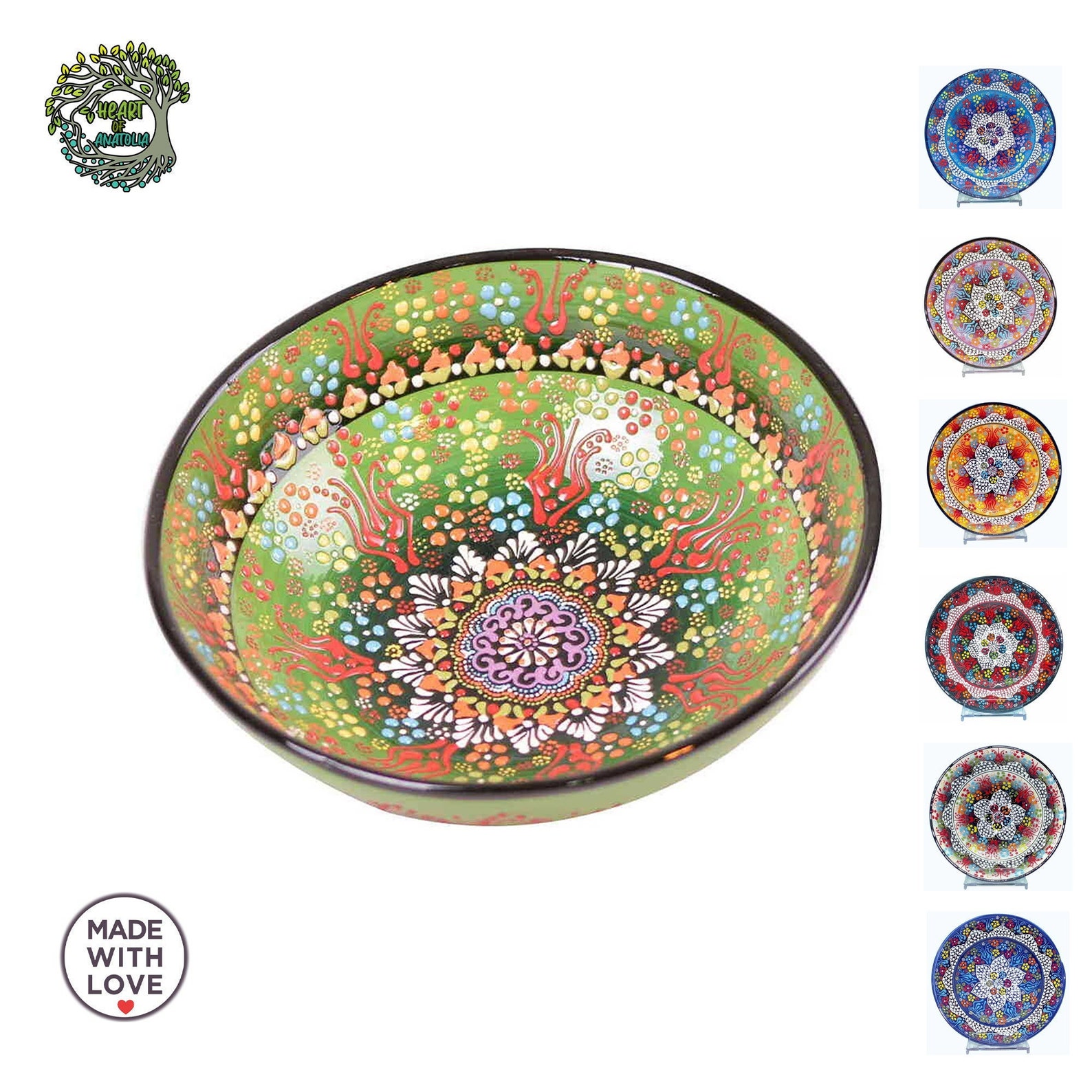 Handmade Turkish Ceramic Serving Bowl | Decorative Pottery (9.8 inch)