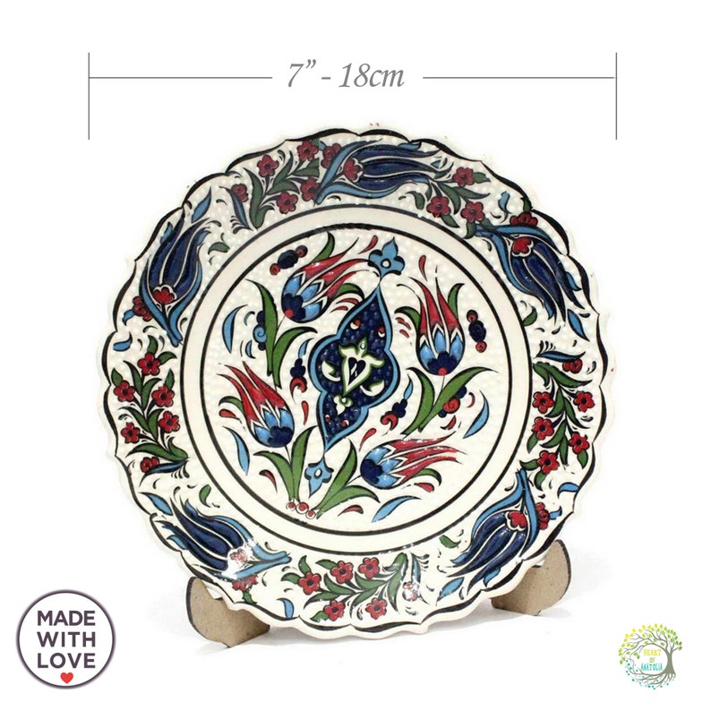 Handpainted Turkish Ceramic Plate | Decorative Wall Art, 7" Dish Love Like Poetry