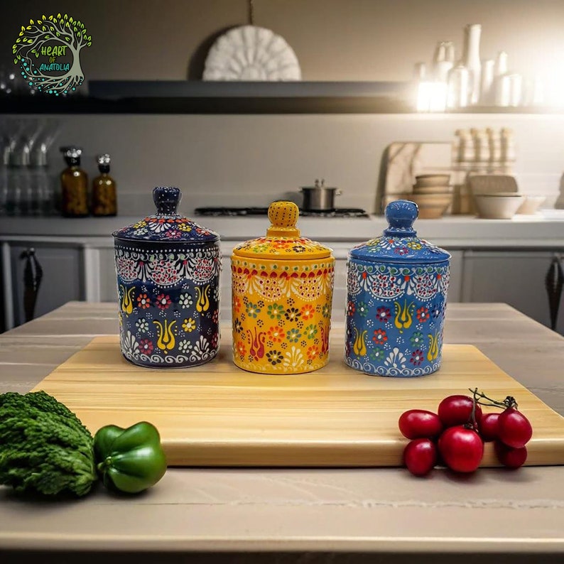 Ceramic Spice Jars Set with Lid - Thumbnail 5