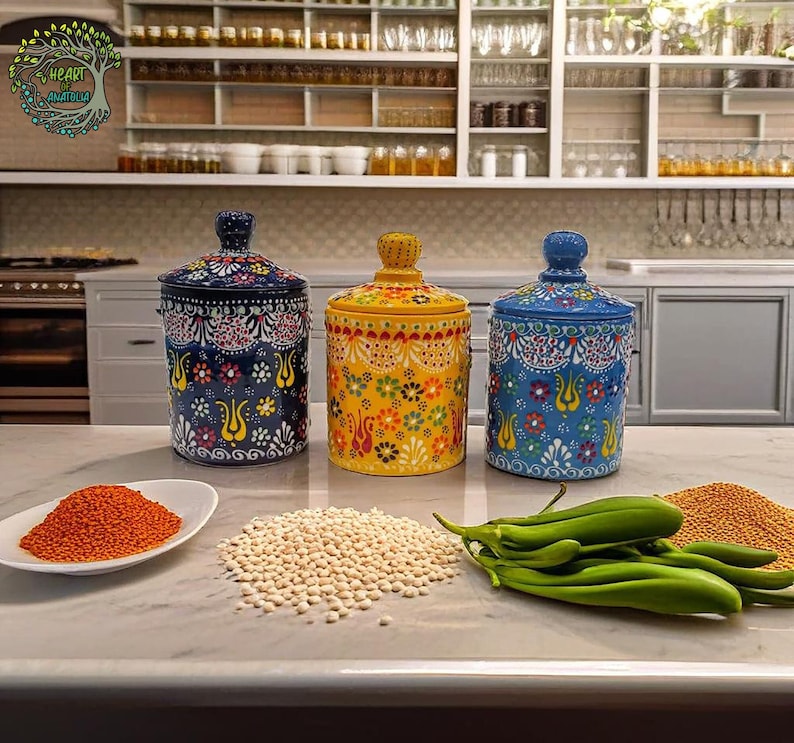 Ceramic Spice Jars Set with Lid - Thumbnail 4