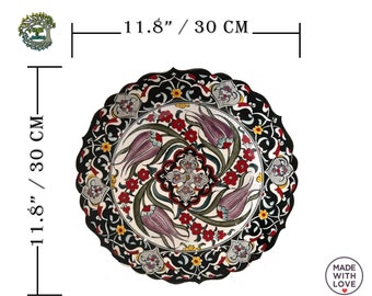 トルコ製 金属工芸 壁掛け 手工芸 花柄 彫刻 銅製装飾プレート アンティーク 手作りトルコ陶器ウォールプレート｜花柄キッチンデコレーション（12