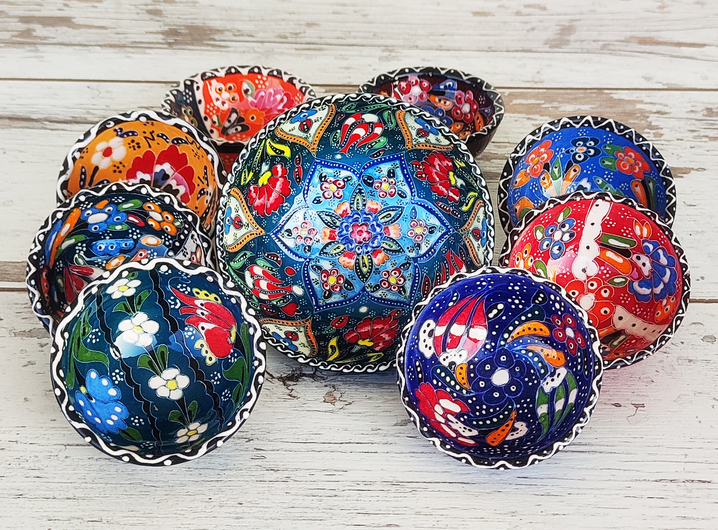 Lot De 6 Petits Bols En Céramique Décoratifs - Diamètre 8 Cm - Pour Tapas, Sauces, Noix, Olives - Style Marocain/espagnol