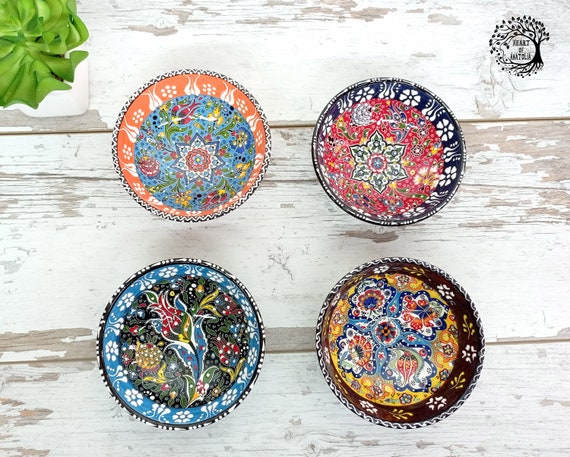 Handpainted Turkish Ceramic Bowls Set | Tapas Nuts Candy (4 Pieces)