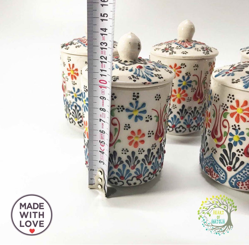 Handmade Ceramic Spice Jar Set With Lid Decorative Spice Etsy