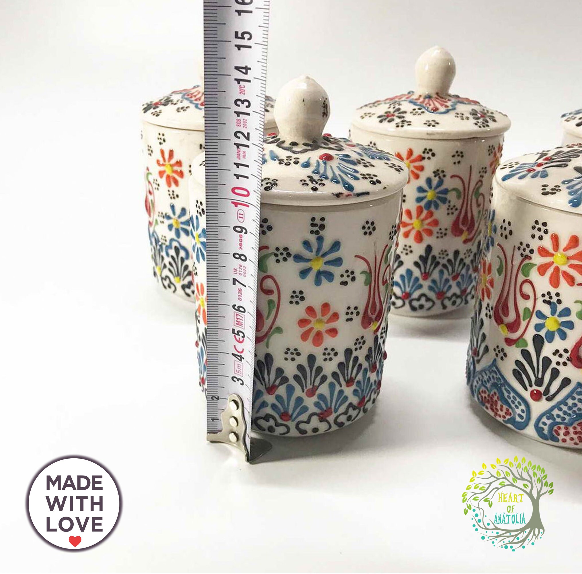 Handmade Ceramic Spice Jar Set With Lid Decorative Spice Etsy