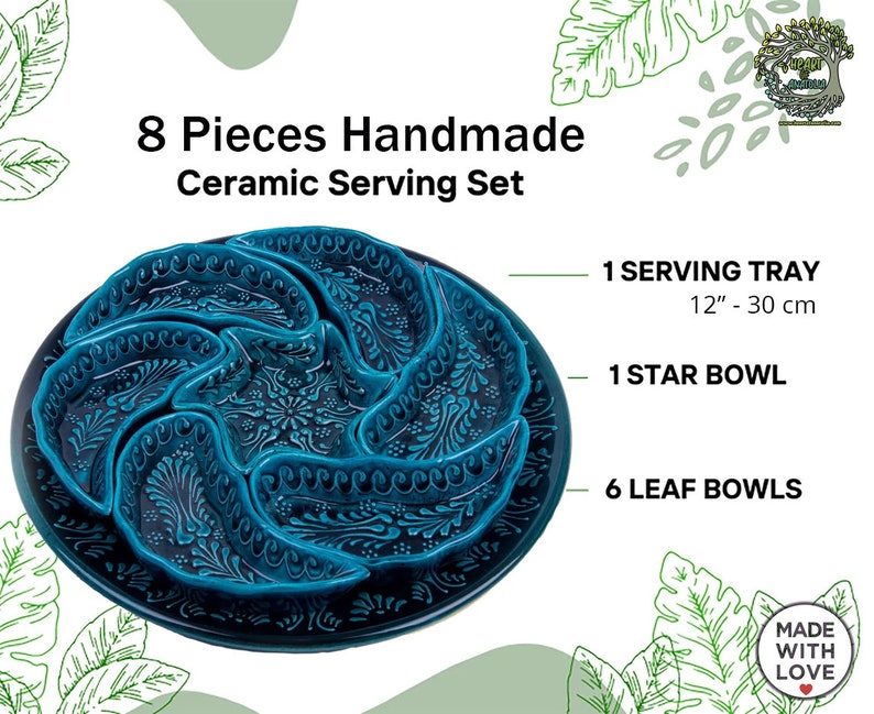Unique Serving Platter Set 8 Pieces Ceramic Dinnerware Set Etsy