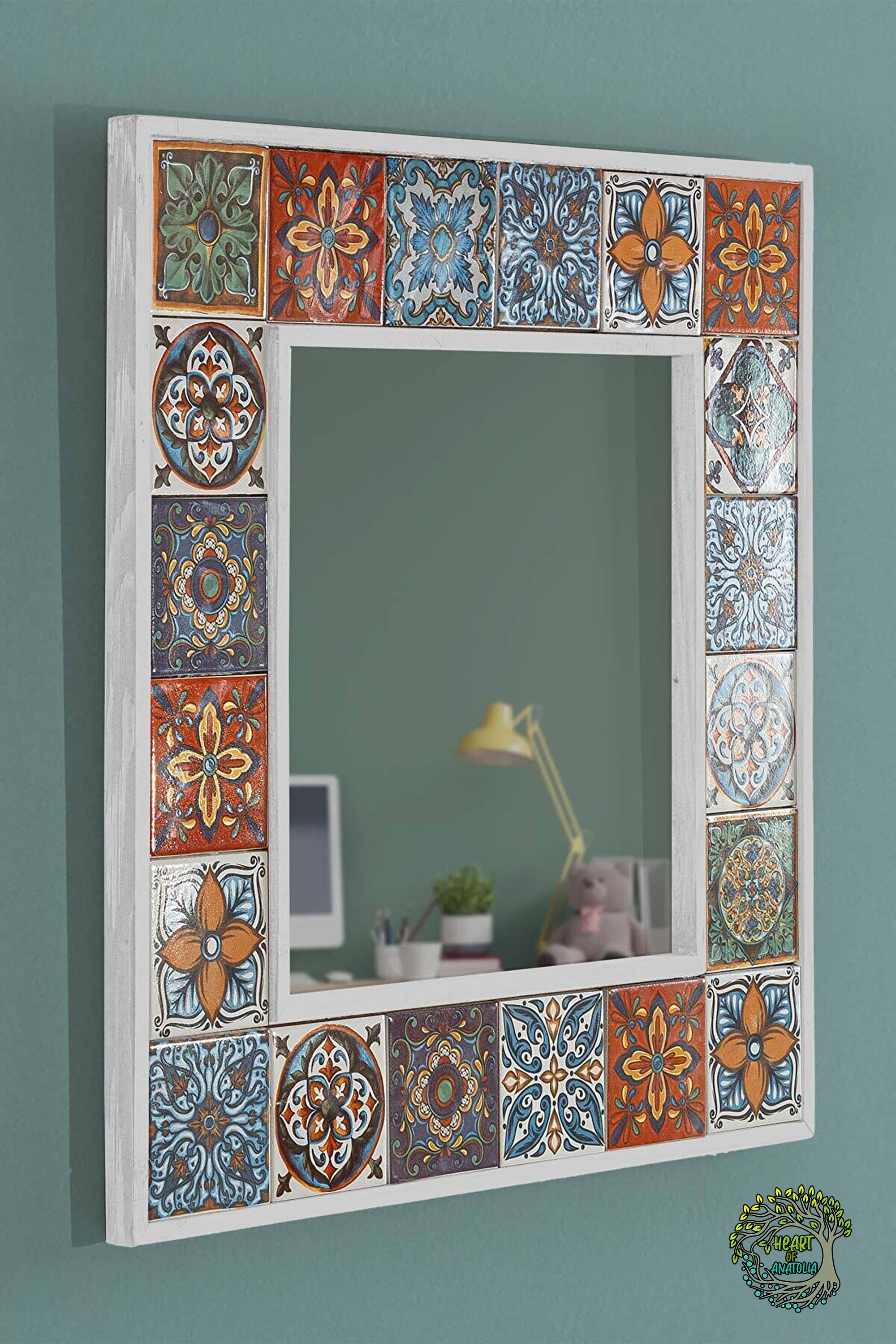 Boho Mosaic Tile Mirror | Full Length Wall or Floor Mirror - Etsy, image size:2000x2999