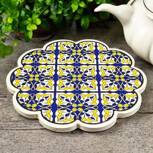 Sunflower Bouquet Kitchen Trivets Set Of 2 - Woven Cotton Hot Pot Holders For Counter Protection