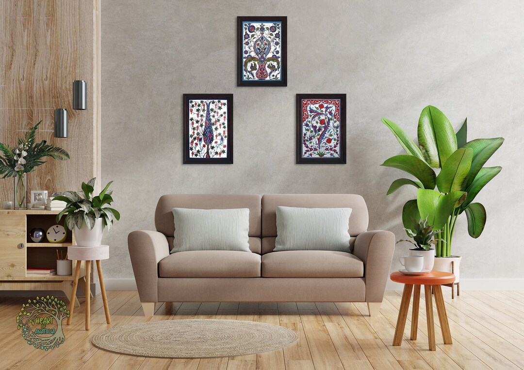 3 Pieces Decorative Ceramic Tile Frame Wall Decor Kitchen Etsy