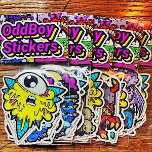 OddBoy Sticker Pack- Gen 1, Pack of Five, Graffiti Sticker, Street Art Sticker, Monster Sticker, laptop skateboard hydroflask sticker bomb